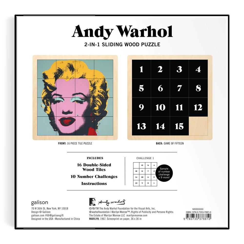 Andy Warhol Marilyn 2-in-1 Sliding Wood Puzzle - Image 4