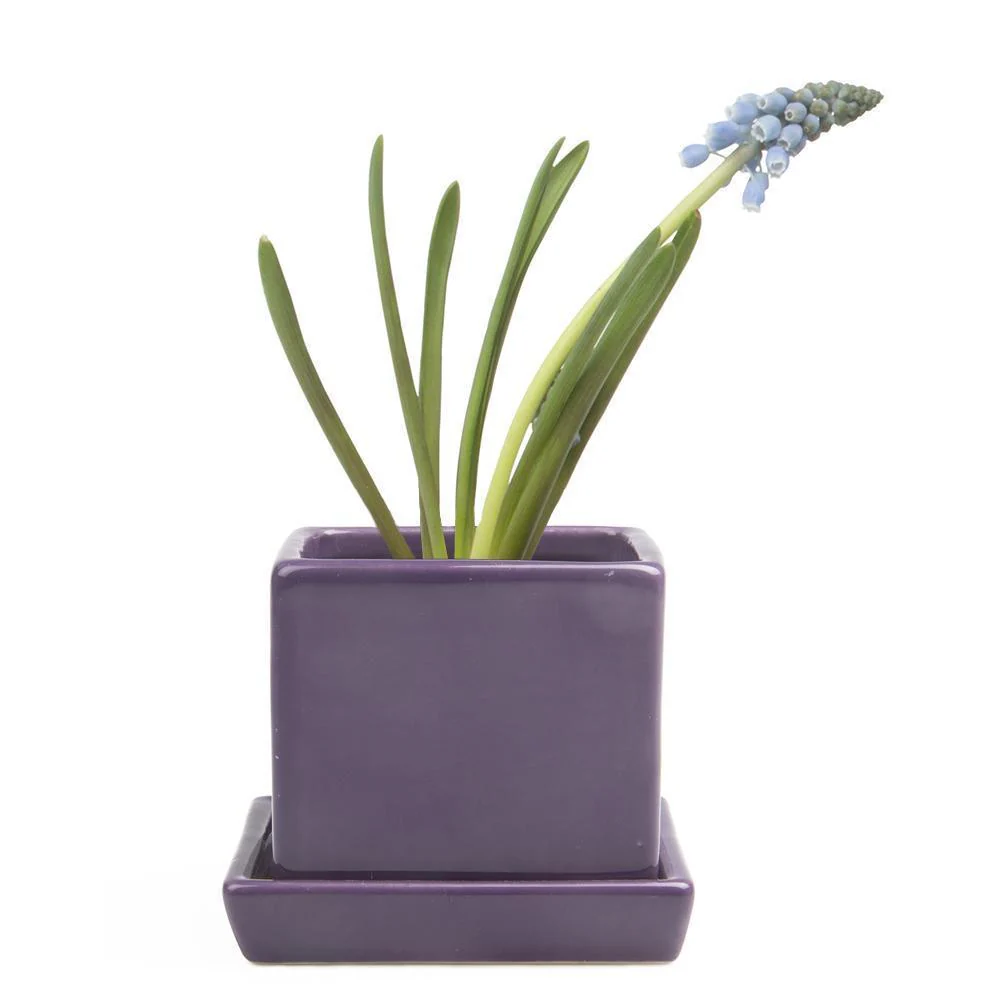 Ceramic Cube & Saucer Plant Pot - Image 7